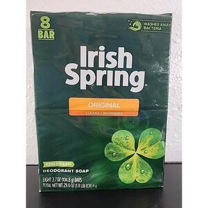 Irish Spring Bar Soap 8 Pack Old Formula No Linseed 3.7 oz Bars Sealed 29.6 oz